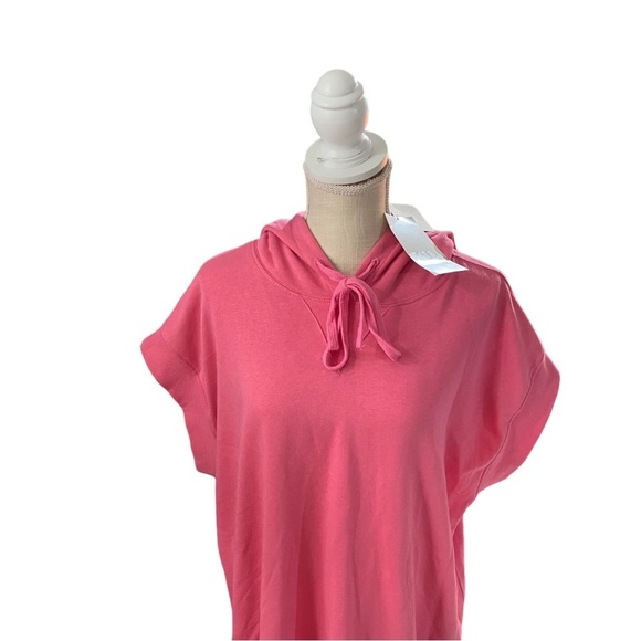 Zara Women Pink Short Sleeve Hooded Sweatshirt Sz L Cotton Swimsuit Cover Up NWT - Picture 2 of 16